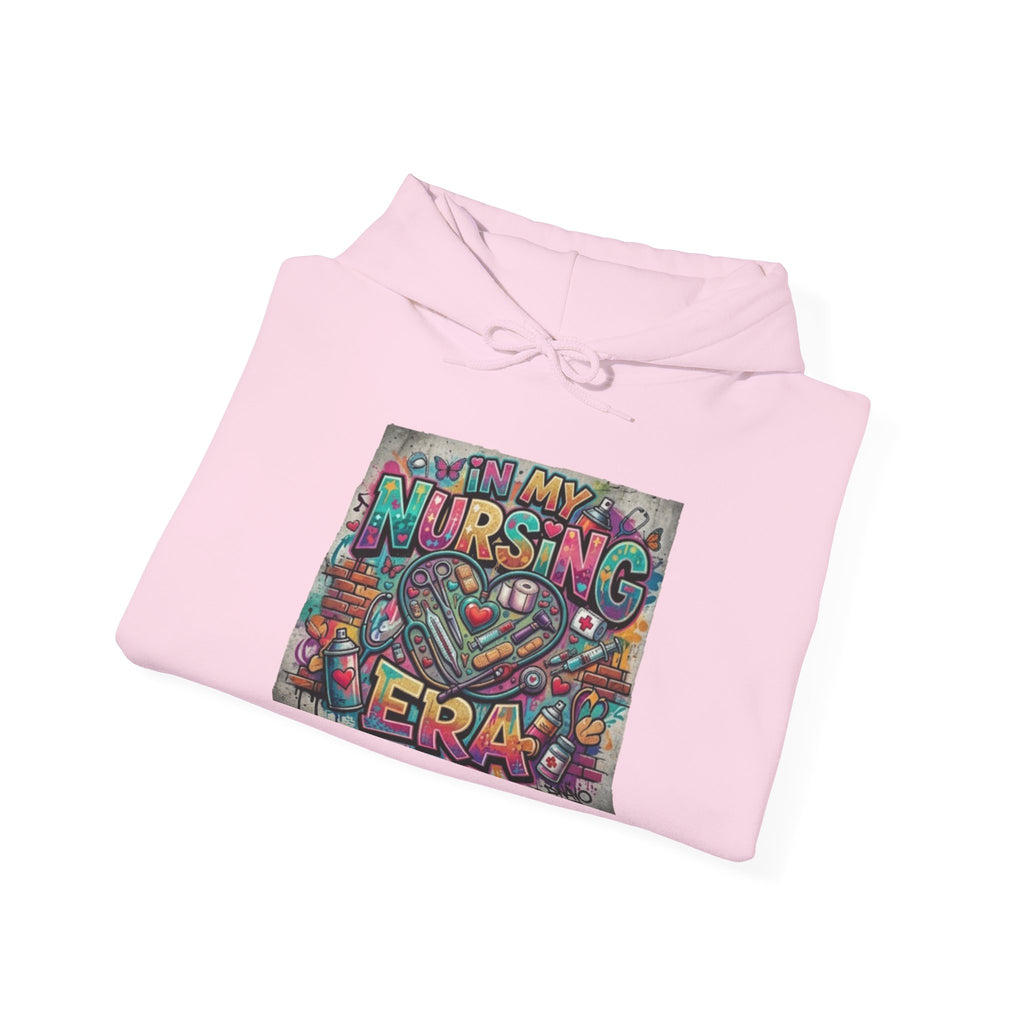 Nursing Era Hoodie – Colorful Heart & Stethoscope Graphic for Nurses