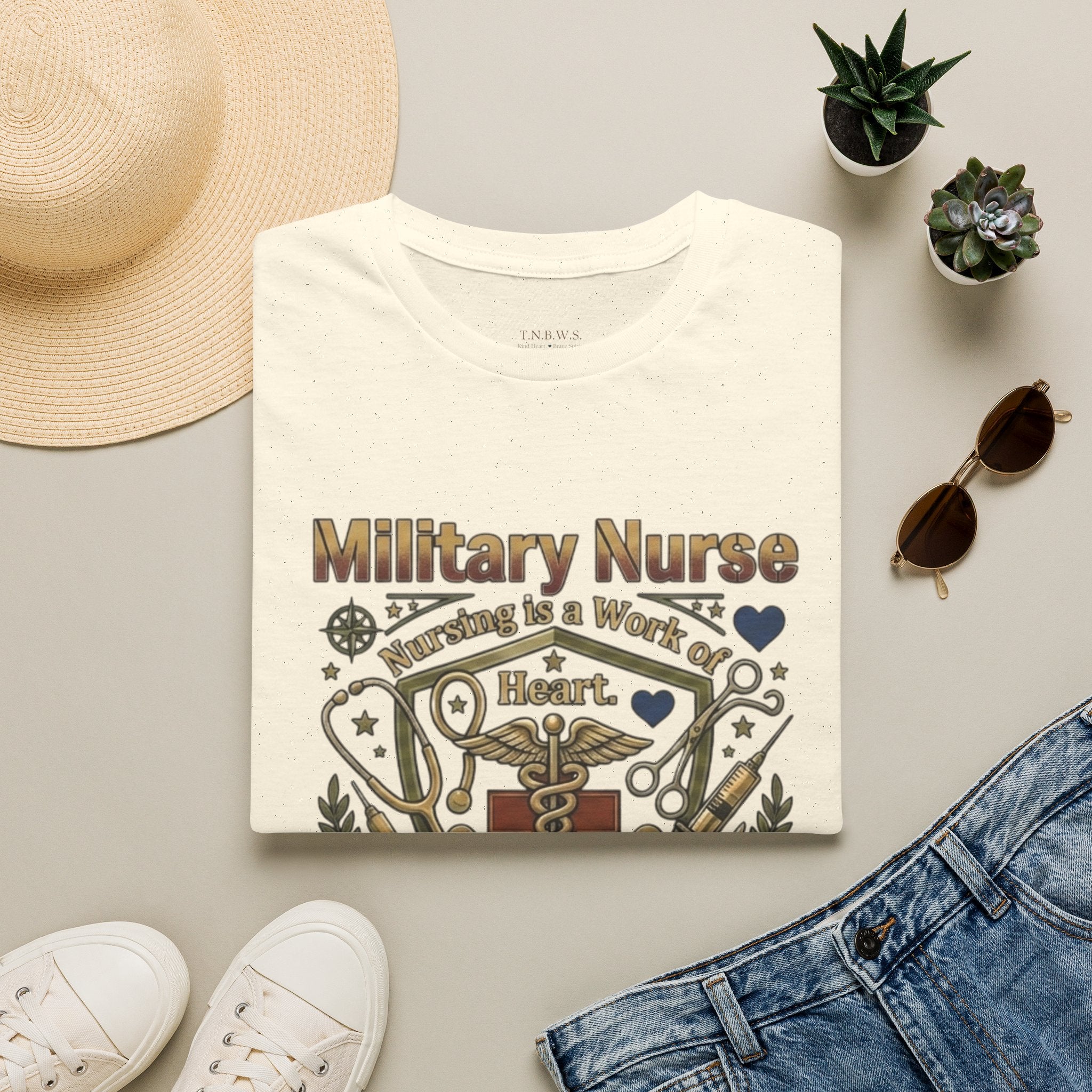 Military Nurse T‑Shirt — Proud Service & Healing Heart Design