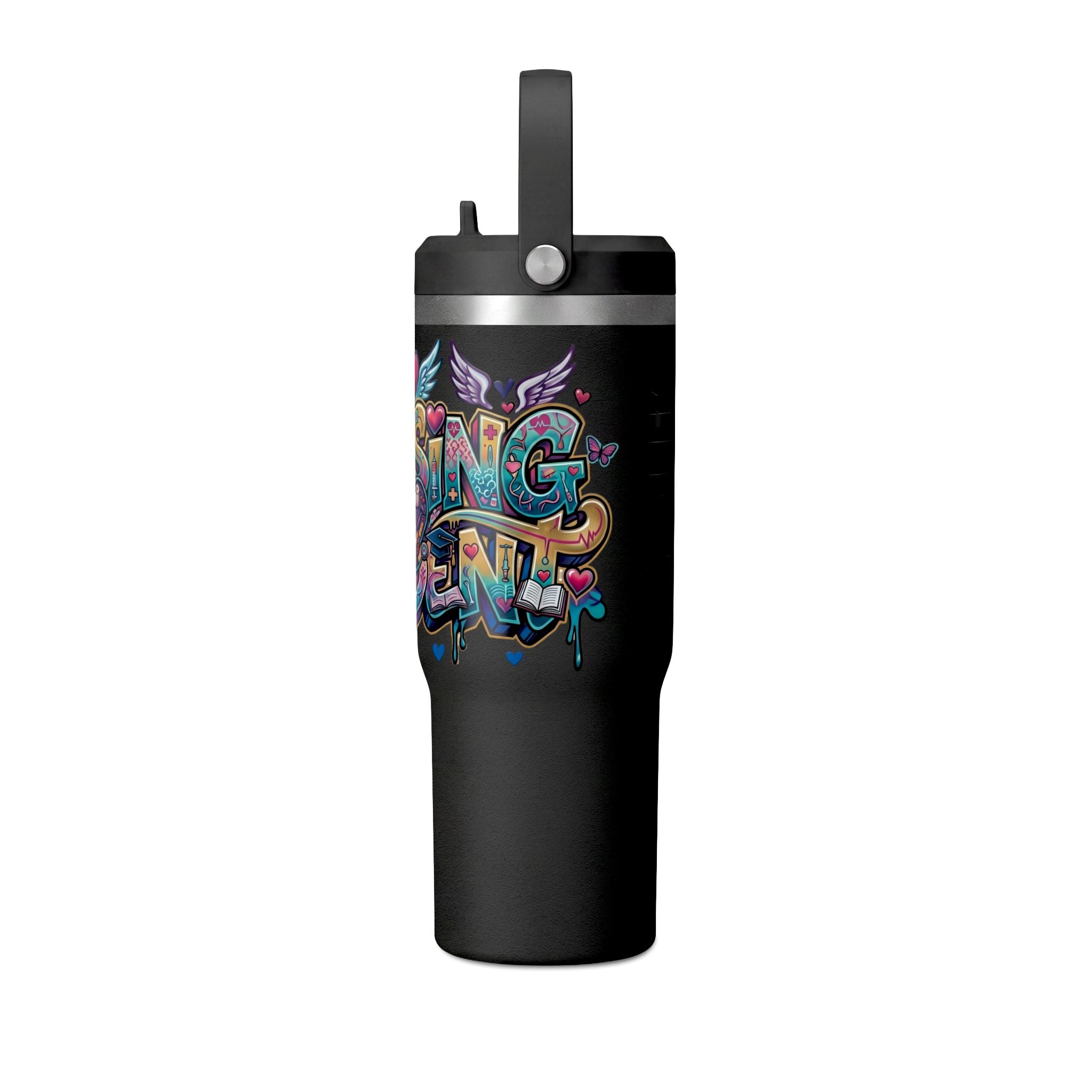 Nomad 32oz Tumbler — Colorful Graffiti "Nurse Strong" Insulated Travel Mug