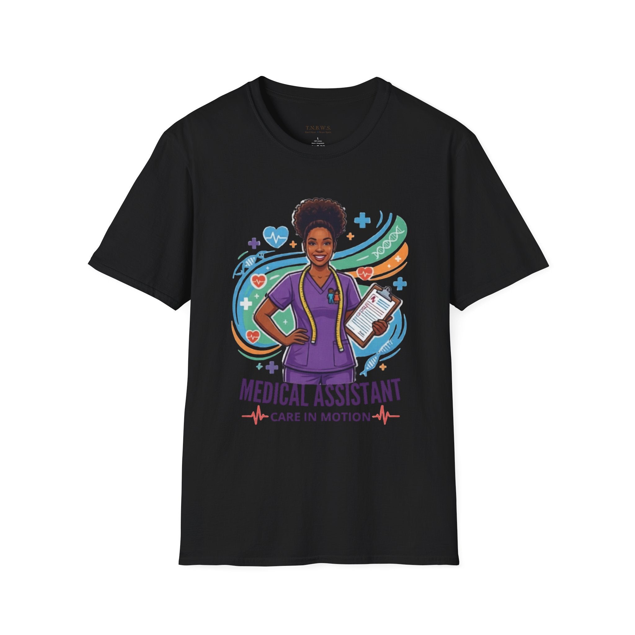 Medical Assistant T-Shirt — "Medical Assistant: Care in Motion" Graphic Tee