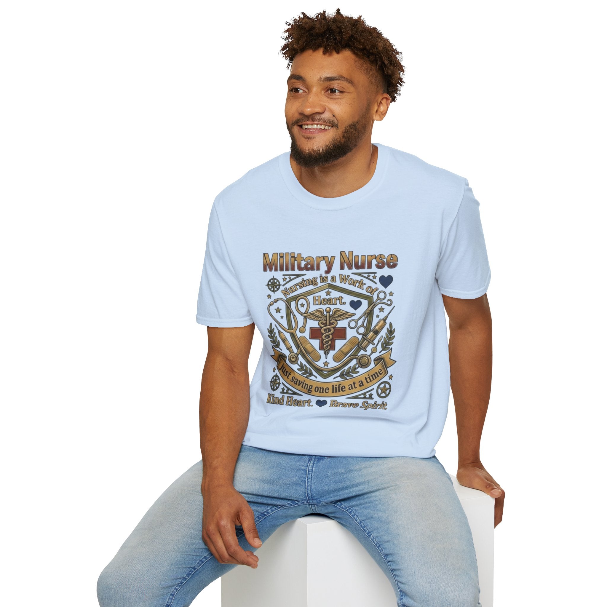 Military Nurse T‑Shirt — Proud Service & Healing Heart Design