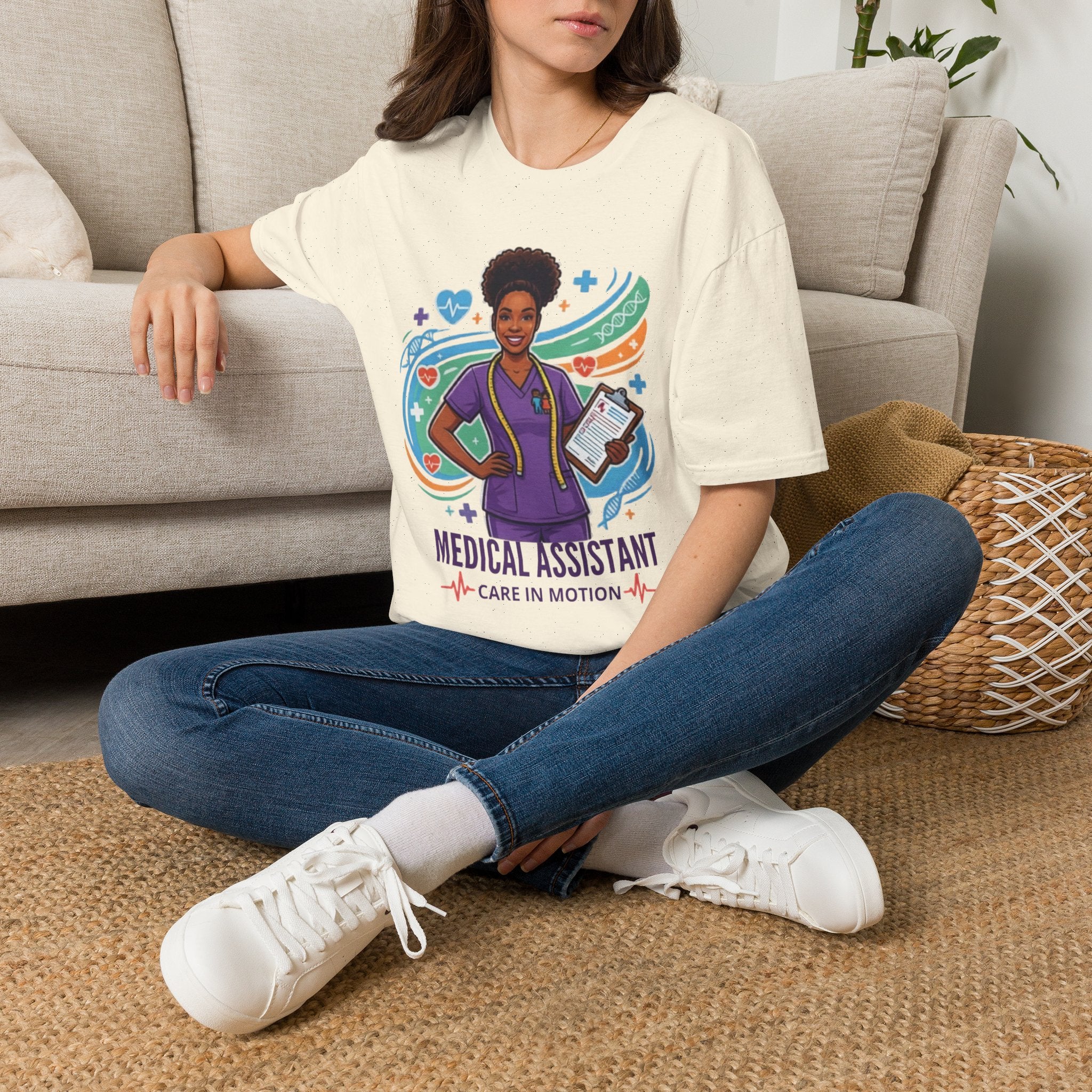 Medical Assistant T-Shirt — "Medical Assistant: Care in Motion" Graphic Tee