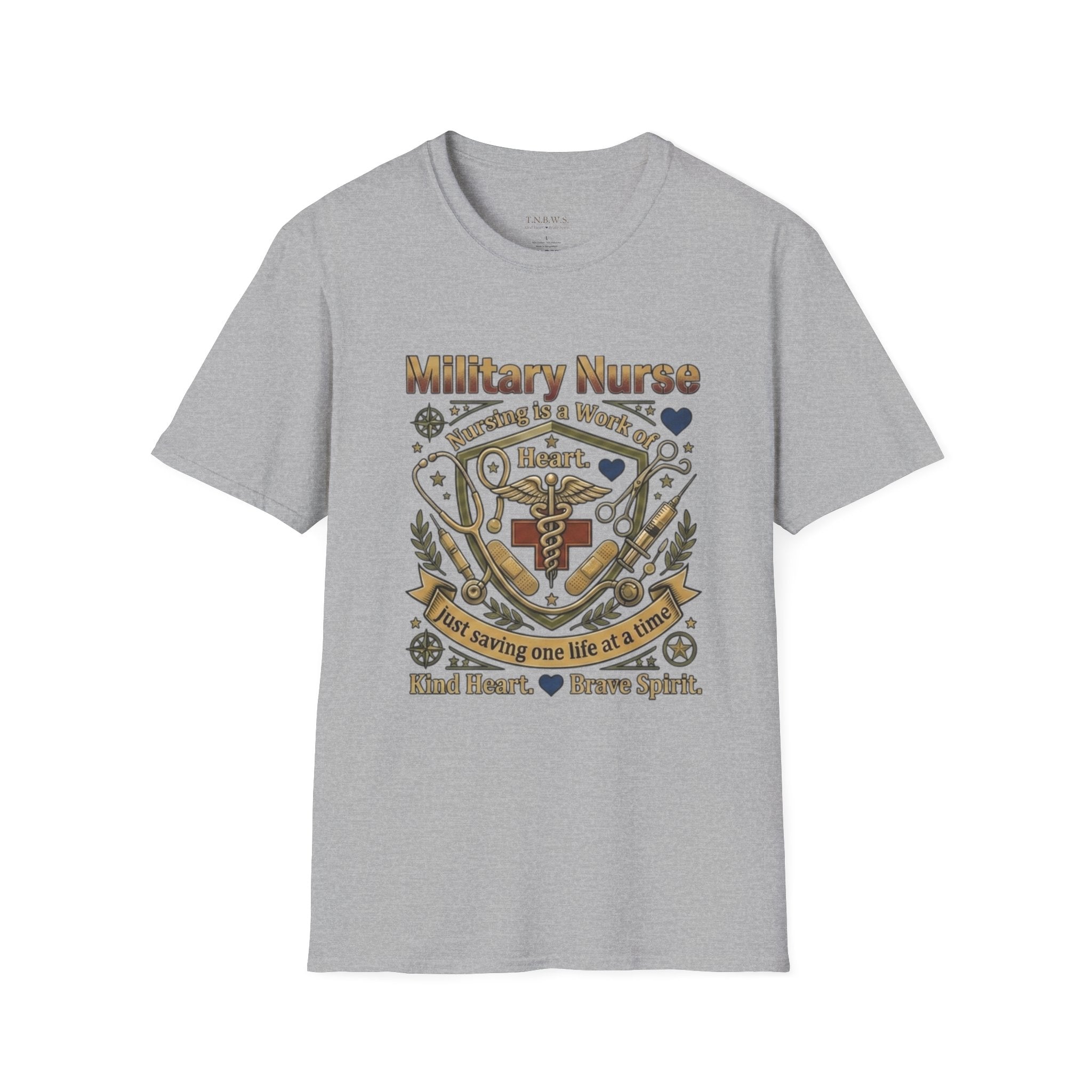 Military Nurse T‑Shirt — Proud Service & Healing Heart Design