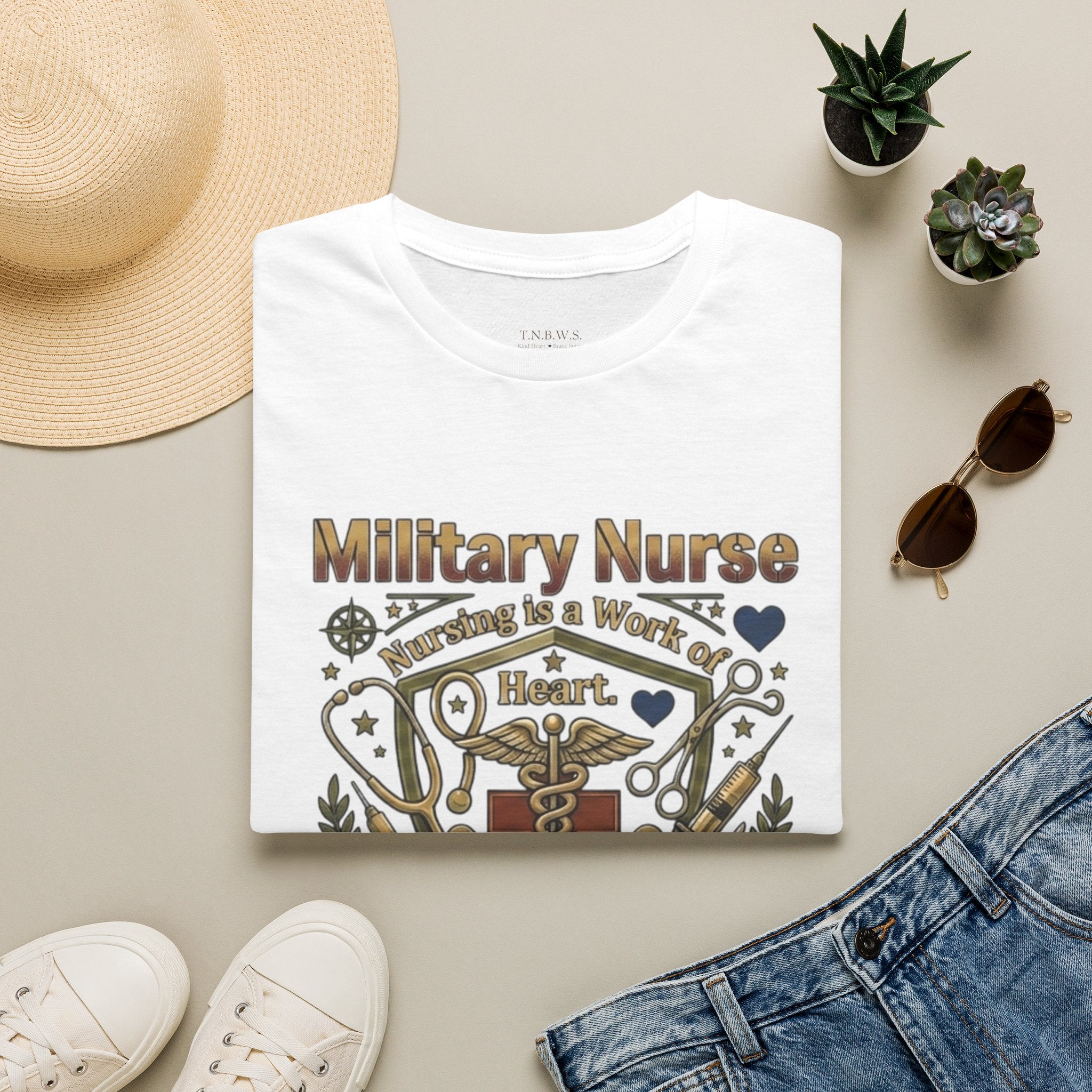 Military Nurse T‑Shirt — Proud Service & Healing Heart Design