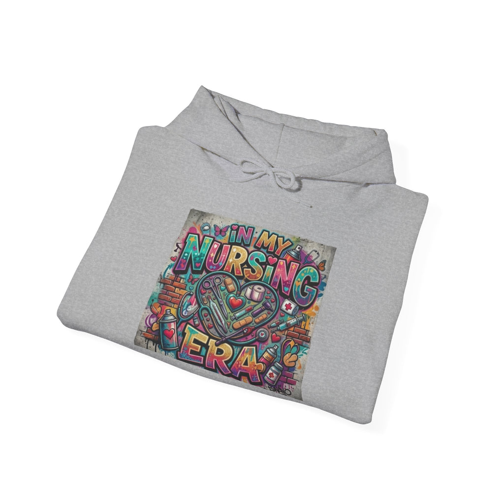 Nursing Era Hoodie – Colorful Heart & Stethoscope Graphic for Nurses