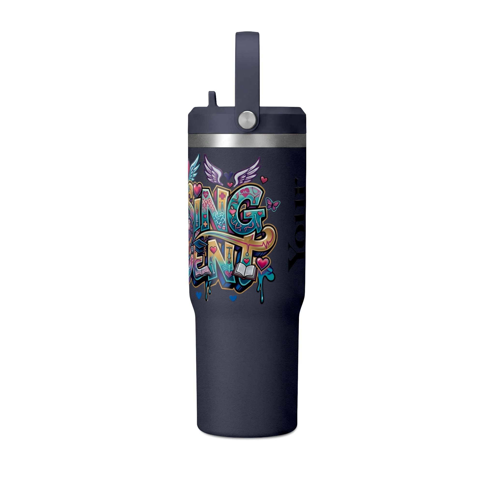Nomad 32oz Tumbler — Colorful Graffiti "Nurse Strong" Insulated Travel Mug