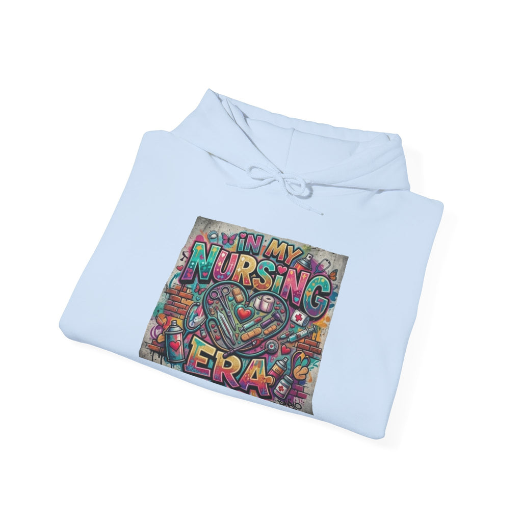 Nursing Era Hoodie – Colorful Heart & Stethoscope Graphic for Nurses