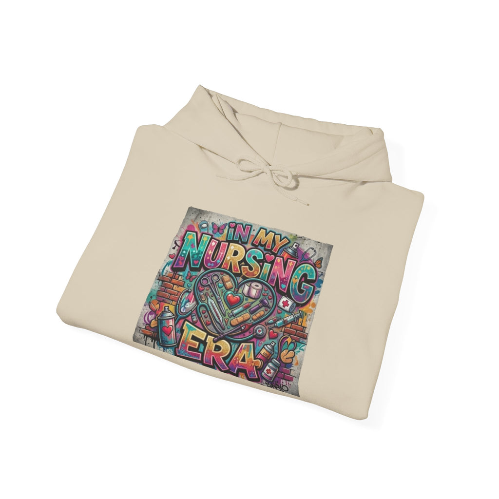 Nursing Era Hoodie – Colorful Heart & Stethoscope Graphic for Nurses